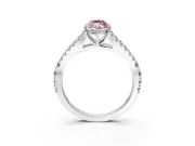 Solitaire Engagement Ring Setting for Fancy Pink Marquise Center with Pave Split Shank and Prong Head in White Gold