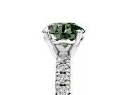 Solitaire Engagement Ring Setting for Fancy Green Round Cut Center with Large Accents and Prong Head in White Gold