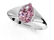 Tension Engagement Ring Setting for Fancy Pink Pear-Shaped Center with Wide Tapered Band and Tension Head in White Gold