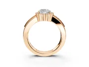 Halo Engagement Ring Setting for Cushion Cut Center with Wide Band, Inlaid Accent Row and Prong Head in Rose Gold