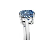 Solitaire Engagement Ring Setting for Fancy Blue Cushion Cut Center with Plain Bypass Twist Band and Prong Head in White Gold
