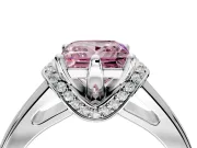 Solitaire Engagement Ring Setting for Fancy Pink Princess Cut Center with Wide Band, Pave Collar and Prong Head in Platinum