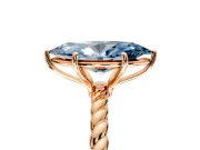 Solitaire Engagement Ring Setting for Fancy Blue Marquise Center with Plain Twisted Rope Band and Prong Head in Rose Gold