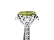 Floral Engagement Ring Setting for Fancy Yellow Emerald Cut Center with Four Accent Clusters and Prong Head in Platinum