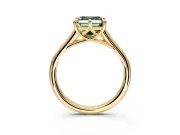 Solitaire Engagement Ring Setting for Fancy Green Asscher Cut Center with Cathedral Band and Prong Head in Yellow Gold