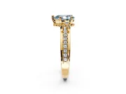 Solitaire Engagement Ring Setting for Fancy Blue Pear-Shaped Center with Raised Channel Band and Prong Head in Yellow Gold