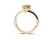 Solitaire Engagement Ring Setting for Fancy Yellow Heart-Shaped Center with Large Accent Band and Prong Head in Rose Gold