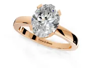Solitaire Engagement Ring Setting for Oval Center with Plain Band and Flat Tab Prong Head in Rose Gold