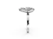 Halo Engagement Ring Setting for Heart-Shaped Center with Milgrain Bezel Rim, Plain Band and Prong Head in Sterling Silver