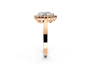 Starburst Halo Engagement Ring Setting for Pear-Shaped Center with Flat Cathedral Band and Prong Head in Rose Gold