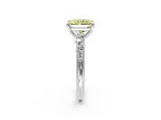 Solitaire Engagement Ring Setting for Fancy Yellow Radiant Cut Center with Trailing Leaf Accent Band and Prong Head in White Gold