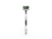 Hidden Halo Engagement Ring Setting for Fancy Green Cushion Cut Center with Plain Band and Tall Prong Head in Sterling Silver