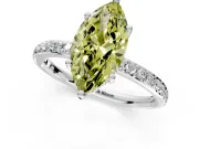 Solitaire Engagement Ring Setting for Fancy Yellow Marquise Center with Fine Pave Band and Prong Head in Sterling Silver