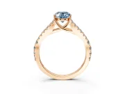 Solitaire Engagement Ring Setting for Fancy Blue Oval Center with Pave Split Shank and Prong Head in Rose Gold