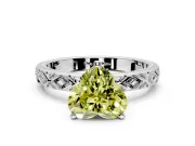 Solitaire Engagement Ring Setting for Fancy Yellow Heart-Shaped Center with Milgrain X Pattern Band and Prong Head in Platinum