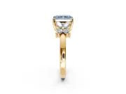 Floral Engagement Ring Setting for Fancy Blue Radiant Cut Center with Marquise Cluster Shoulders and Prong Head in Yellow Gold