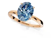 Hidden Halo Engagement Ring Setting for Fancy Blue Oval Center with Plain Band and Tall Prong Head in Rose Gold