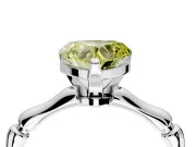 Solitaire Engagement Ring Setting for Fancy Yellow Heart-Shaped Center with Bamboo Band and Prong Head in Platinum