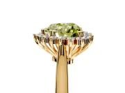 Starburst Halo Engagement Ring Setting for Fancy Yellow Heart-Shaped Center with Thin Round-Wire Band and Prong Head in Yellow Gold