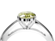 Solitaire Engagement Ring Setting for Fancy Yellow Oval Center with Flat-Sided Plain Band and Prong Head in Sterling Silver
