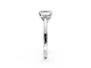 Solitaire Engagement Ring Setting for Asscher Cut Center with Flat-Sided Plain Band and Prong Head in White Gold