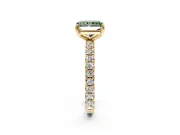 Solitaire Engagement Ring Setting for Fancy Green Radiant Cut Center with Shared-Prong Accents and Prong Head in Yellow Gold
