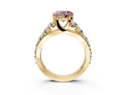Solitaire Engagement Ring Setting for Fancy Pink Heart-Shaped Center with Graduated Shared Prongs and Prong Head in Yellow Gold
