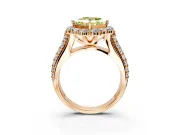 Large Accent Halo Engagement Ring Setting for Fancy Yellow Princess Cut Center with Pave Split Shank and Prong Head in Rose Gold