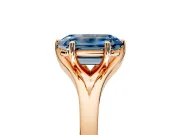 Solitaire Engagement Ring Setting for Fancy Blue Emerald Cut Center with Plain Split Shank and Prong Head in Rose Gold