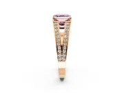 Split Shank Engagement Ring Setting for Fancy Pink Asscher Cut Center with Pave Split Shank and Prong Head in Rose Gold