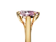 Solitaire Engagement Ring Setting for Fancy Pink Pear-Shaped Center with Cathedral Band and Prong Head in Yellow Gold