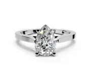 Solitaire Engagement Ring Setting for Pear-Shaped Center with Tapered Shoulders and Prong Head in Sterling Silver