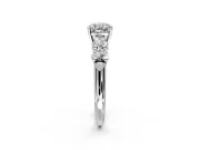 5 Stone Engagement Ring Setting for Cushion Cut Center with Graduated Accents and Prong Head in Sterling Silver