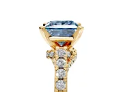 Solitaire Engagement Ring Setting for Fancy Blue Princess Cut Center with Crossover Accents and Prong Head in Yellow Gold