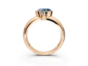Tension Engagement Ring Setting for Fancy Blue Heart-Shaped Center with Wide Flat Band and Tension Head in Rose Gold