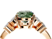 Floral Engagement Ring Setting for Fancy Green Cushion Cut Center with Marquise Cluster Shoulders and Prong Head in Rose Gold