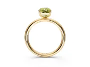 Low-Set Solitaire Engagement Ring Setting for Fancy Yellow Radiant Cut Center with Thin Plain Band and Prong Head in Yellow Gold