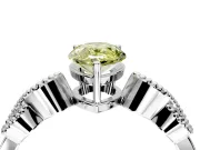 Leaf Engagement Ring Setting for Fancy Yellow Pear-Shaped Center with Milgrain Accent Band and Prong Head in Platinum