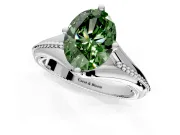Solitaire Engagement Ring Setting for Fancy Green Oval Center with Milgrain Cathedral Band and Prong Head in Platinum