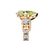 3 Stone Engagement Ring Setting for Fancy Yellow Pear-Shaped Center with Round Cut Side Accents and Prong Head in Rose Gold