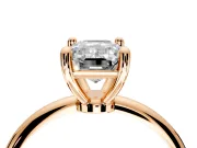 Minimalist Solitaire Engagement Ring Setting for Emerald Cut Center with Thin Band and Prong Head in Rose Gold