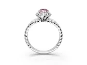 Halo Engagement Ring Setting for Fancy Pink Marquise Center with Rope Twist Split Shank and Prong Head in Platinum