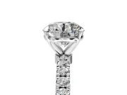 Open Basket Engagement Ring Setting for Round Cut Center with Pave Band and Prong Head in Sterling Silver