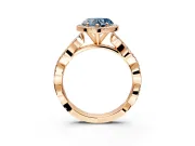 Halo Engagement Ring Setting for Fancy Blue Heart-Shaped Center with Pave and Plain Twist Band and Prong Head in Rose Gold