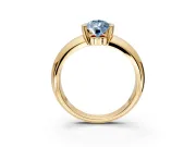 Tension Engagement Ring Setting for Fancy Blue Pear-Shaped Center with Wide Flat Band and Tension Head in Yellow Gold