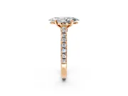 Solitaire Engagement Ring Setting for Marquise Center with Single Row Accent Band and Prong Head in Rose Gold