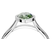 Solitaire Engagement Ring Setting for Fancy Green Marquise Center with V Split Shank and Bezel Head in Sterling Silver
