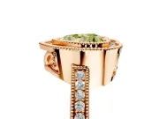 Halo Engagement Ring Setting for Fancy Yellow Heart-Shaped Center with Milgrain Halo, Pave Band and Prong Head in Rose Gold