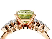 Cluster Engagement Ring Setting for Fancy Yellow Princess Cut Center with 2-Row Shoulder Clusters and Prong Head in Rose Gold