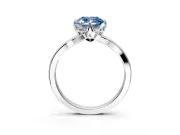 Solitaire Engagement Ring Setting for Fancy Blue Cushion Cut Center with Plain Split Shank and Prong Head in Sterling Silver
